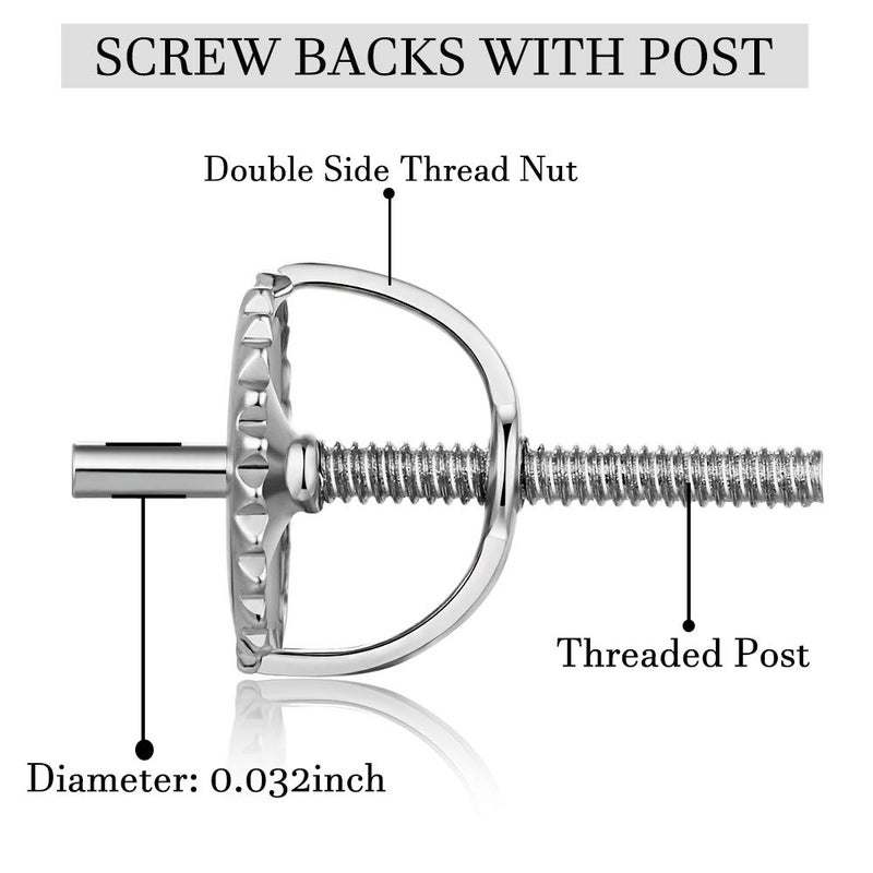 Catinee 2 Pairs Screw on Earring Backs Replacement for Diamond Earring Studs,18K Gold Plated Sterling Silver Hypoallergenic Screwbacks Locking for Threaded Postï¼ˆ 0.032'' - Image 4